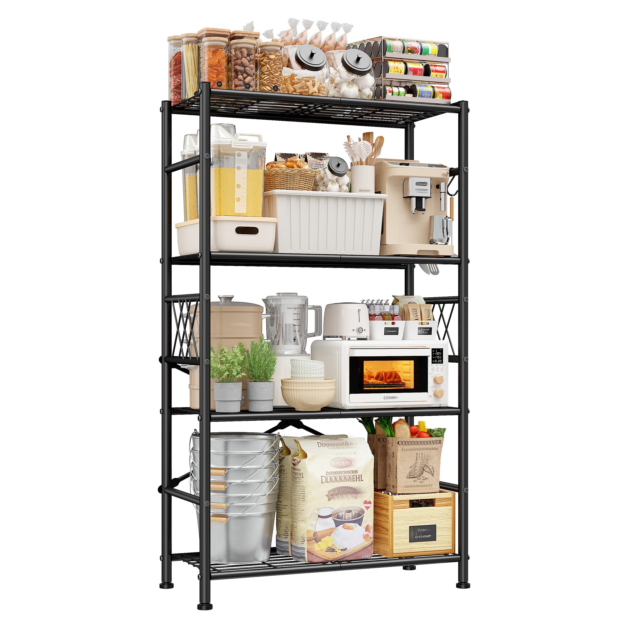 DurayLoly 4-Tier Heavy Duty Metal Shelving with Hooks, 880 lbs, for Kitchen