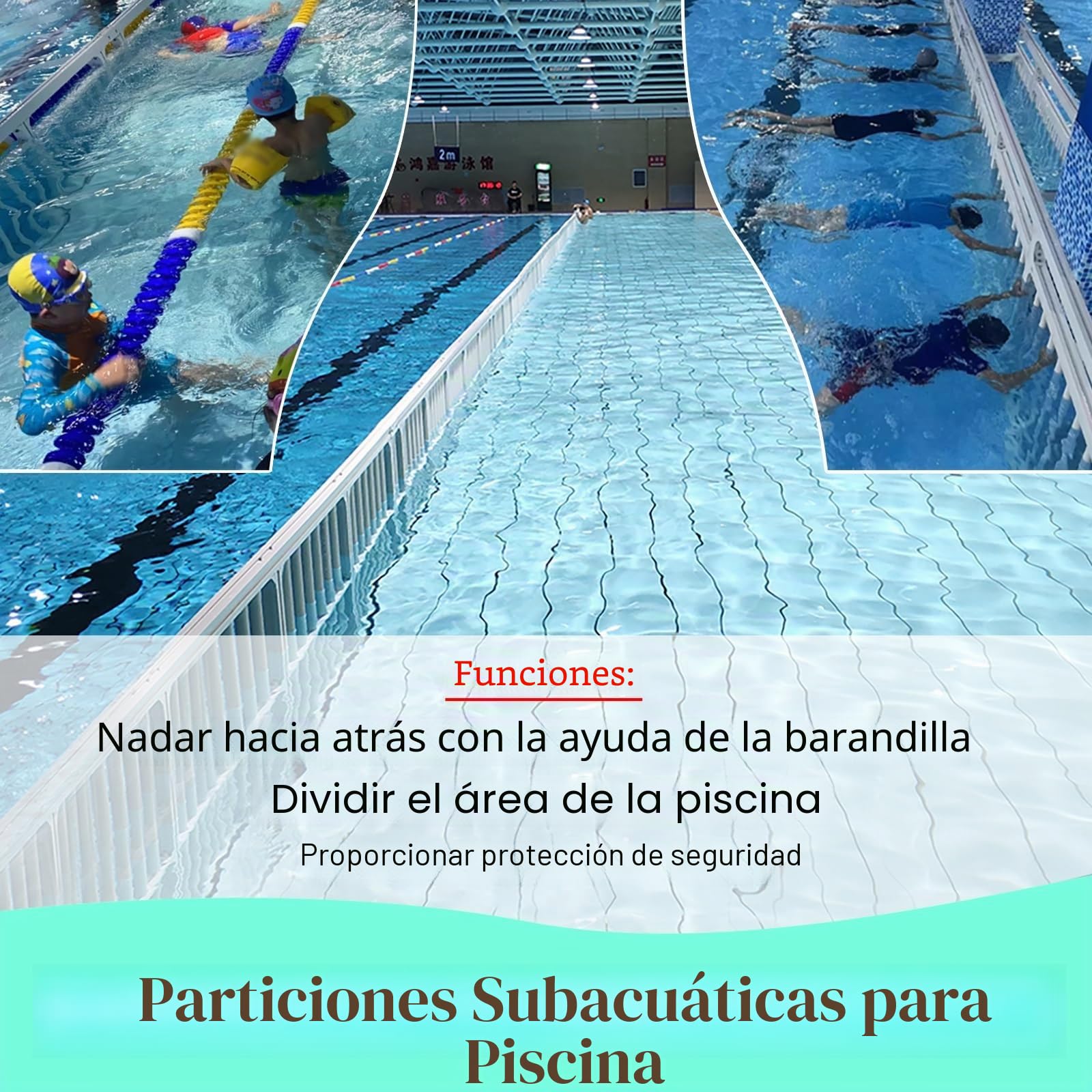 Valla Subacuática Para Piscinas Valla de seguridad para piscinas interiores y exteriores, barrera subacuática para piscinas, panel divisorio de natatorio de 1 m, 3 m, 5 m, 7 m, 9 m y 10 m.(L 1m/3.3ft)