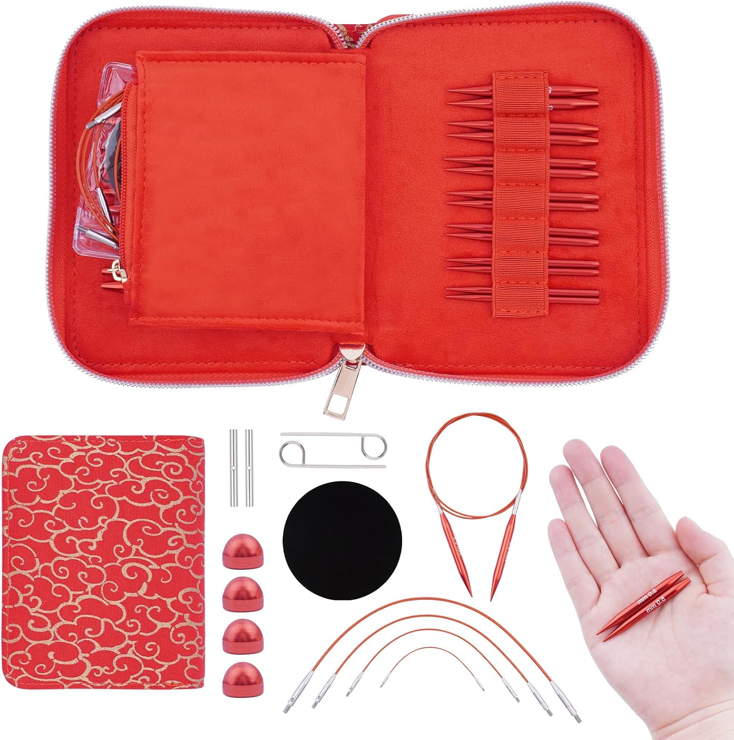 WAZAIGUR Short Interchangeable Small Projects Circular Knitting Needles Set