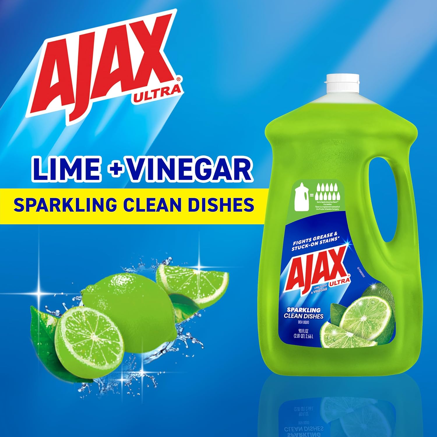 Ajax Dish Soap, Liquid, Vinegar and Lime | 90 oz Bottle | Pack of 2 | Ultra Formula image 4