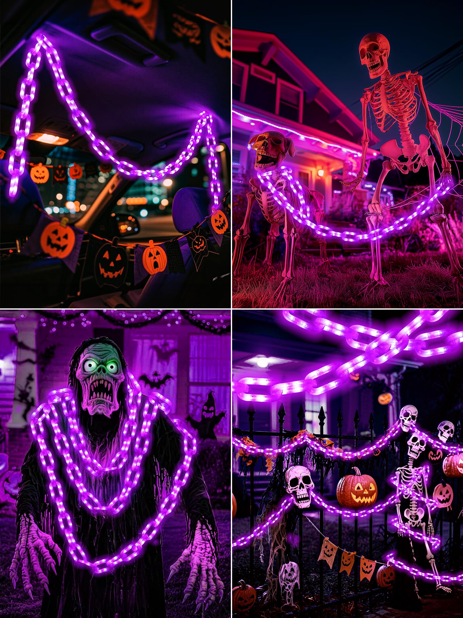 Halloween Dekorationen Batterie-Lichterkette – 3 m 160 LED Kunststoffkette Lichterkette mit wasserdicht, 8 Beleuchtungsmodi und Timer-Funktion, US-Patentprodukt (lila)