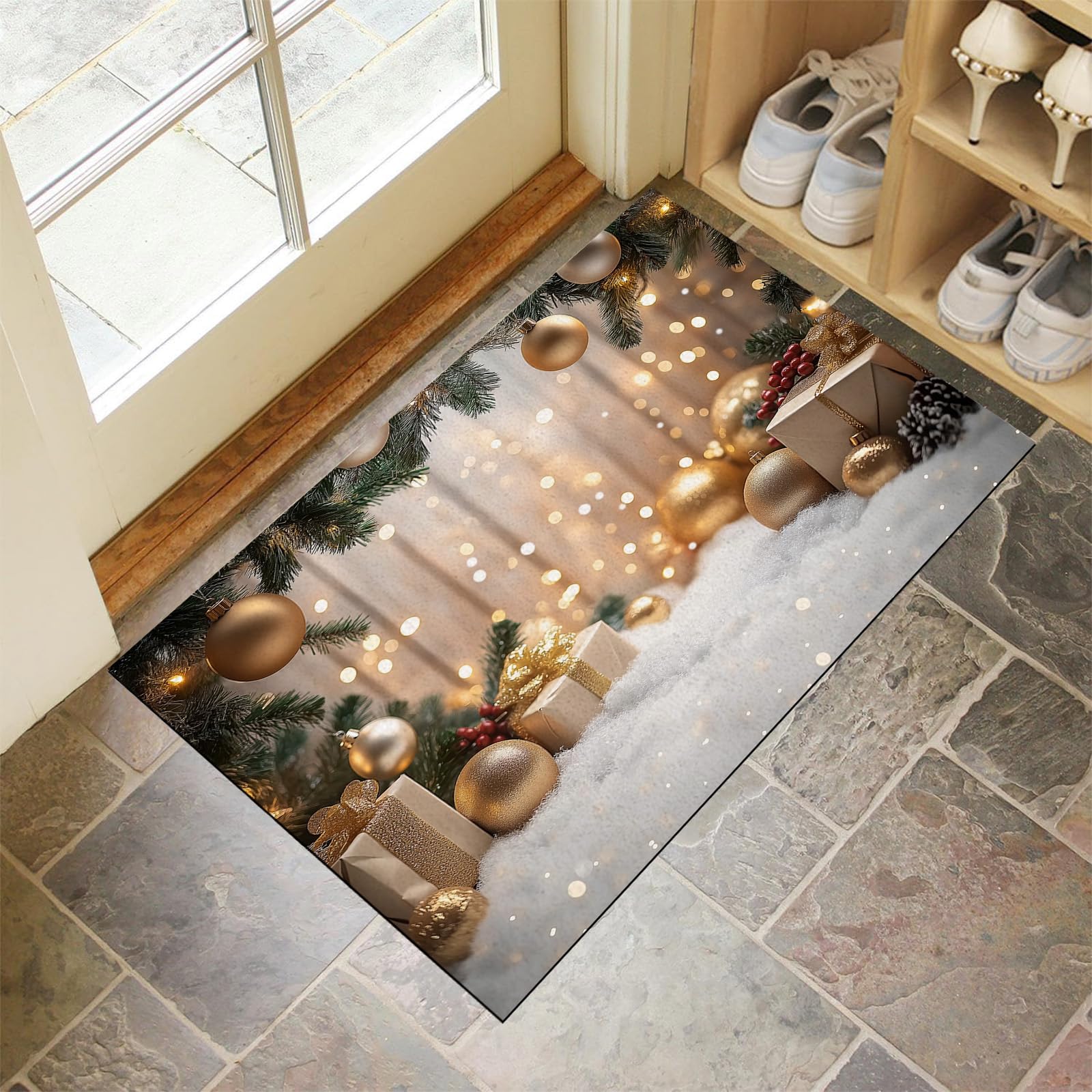 Paillasson intérieur extérieur 90x150cm imperméable et tapis d'entrée antidérapant lavable