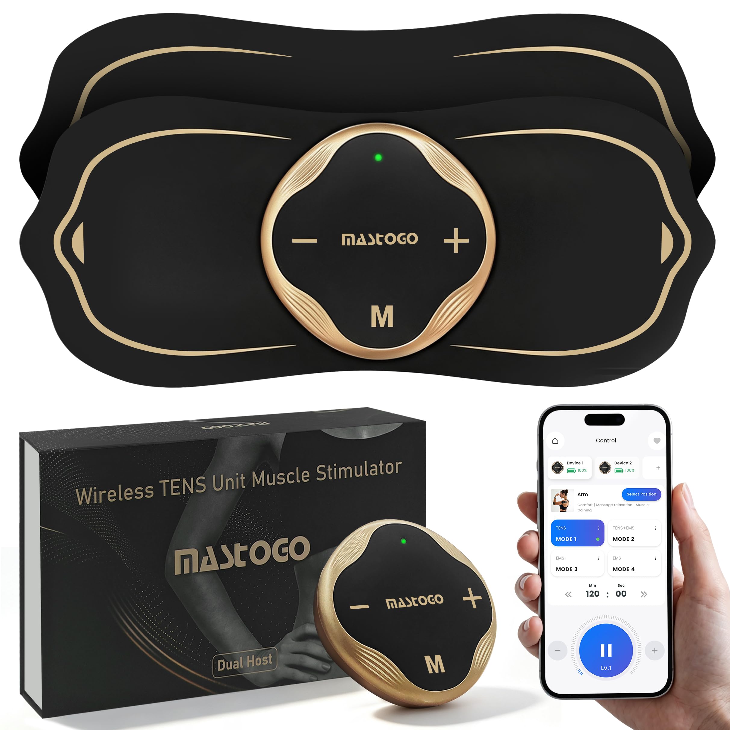 Photo 1 of MASTOGO Wireless TENS Unit Muscle Stimulator, 2 Pack