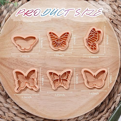 Miniatura 2 de Puocaon Cortadores de arcilla de mariposa Monarch  6 formas de arcilla polimérica en relieve para aretes, cortadores de arcilla de mariposa para