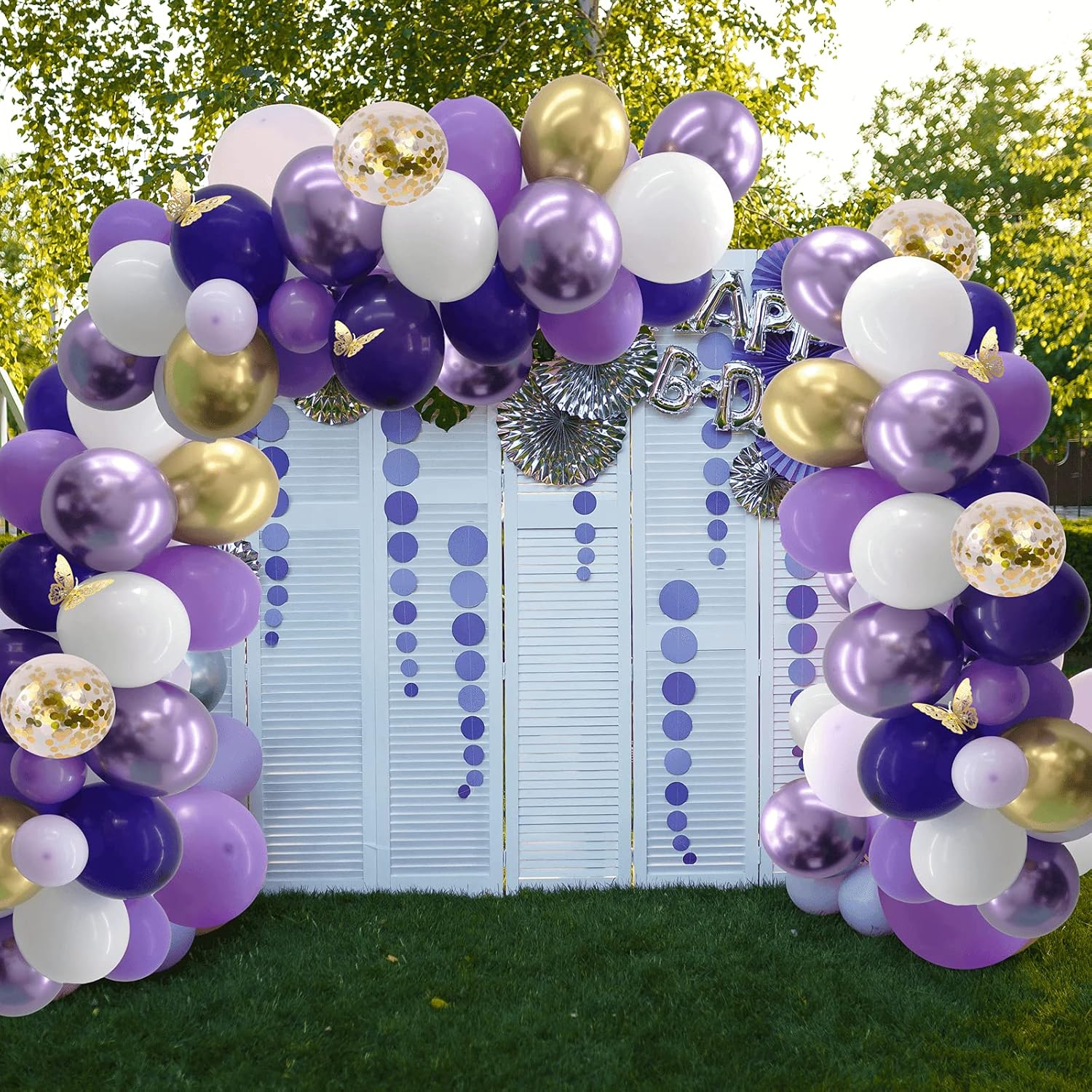 Buy 132 Pcs Purple Balloon Garland Kit Purple Latex Balloons Purple Balloon Arch Kit Purple And Gold With Gold Butterflies For Wedding Baby Shower Birthday Party Anniversary Online In Vietnam B0921f4ct2