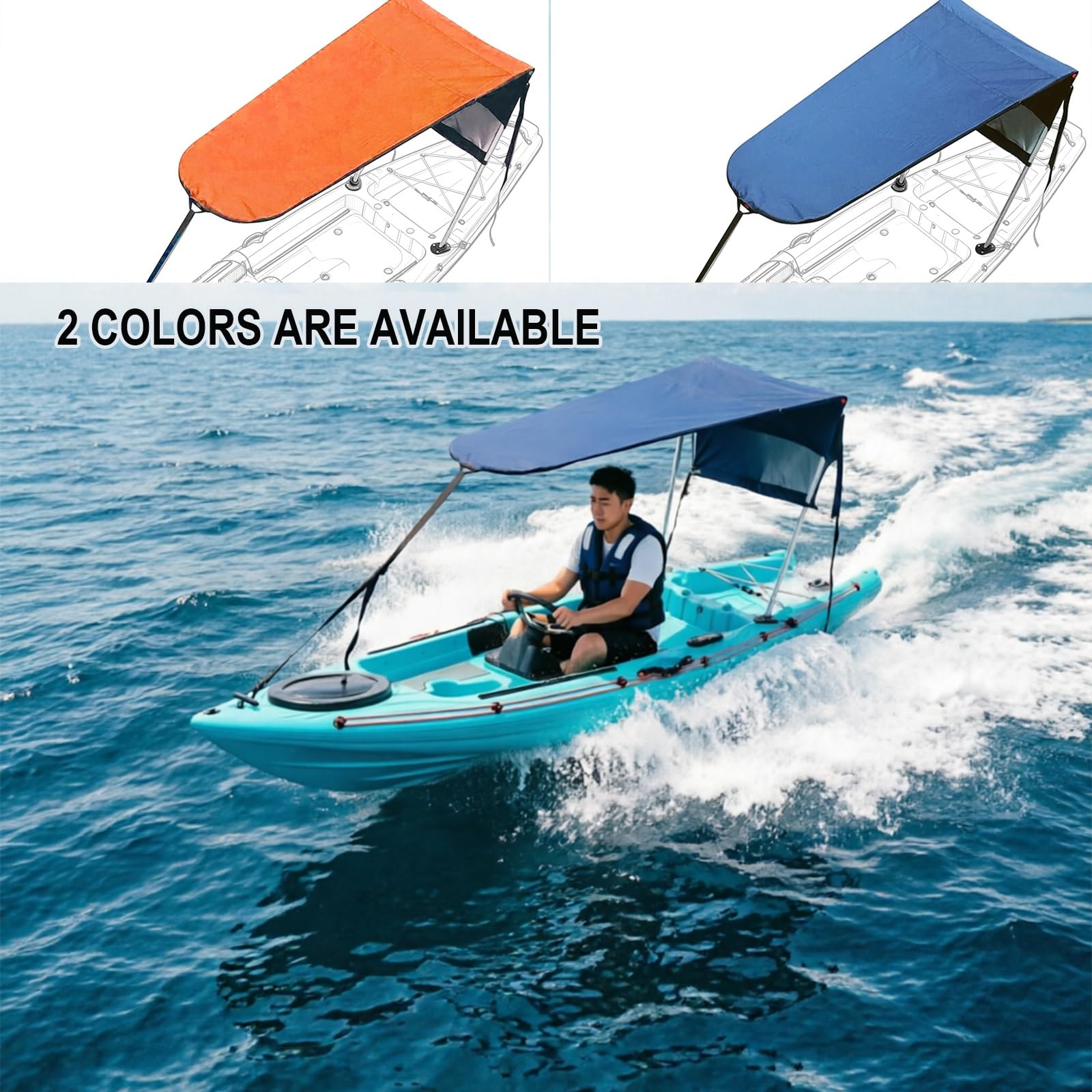Tendalino per Barca, 600D Oxford Tendalino Barca Tendalino per Gommone, Tela, Telaio Alluminio, 160x85cm, per Gommone