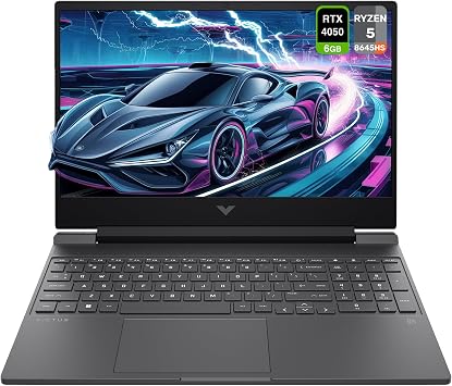 HP Victus Gaming Laptop, AMD Ryzen 5 8645HS, 8 GB DDR5 RAM, 1 TB PCIe SSD, 15.6" FHD 1920x1080 144Hz Display, Nvidia G-Force RTX 4050, Backlit Numeric Keyboard, W11 Home, Mica Silver