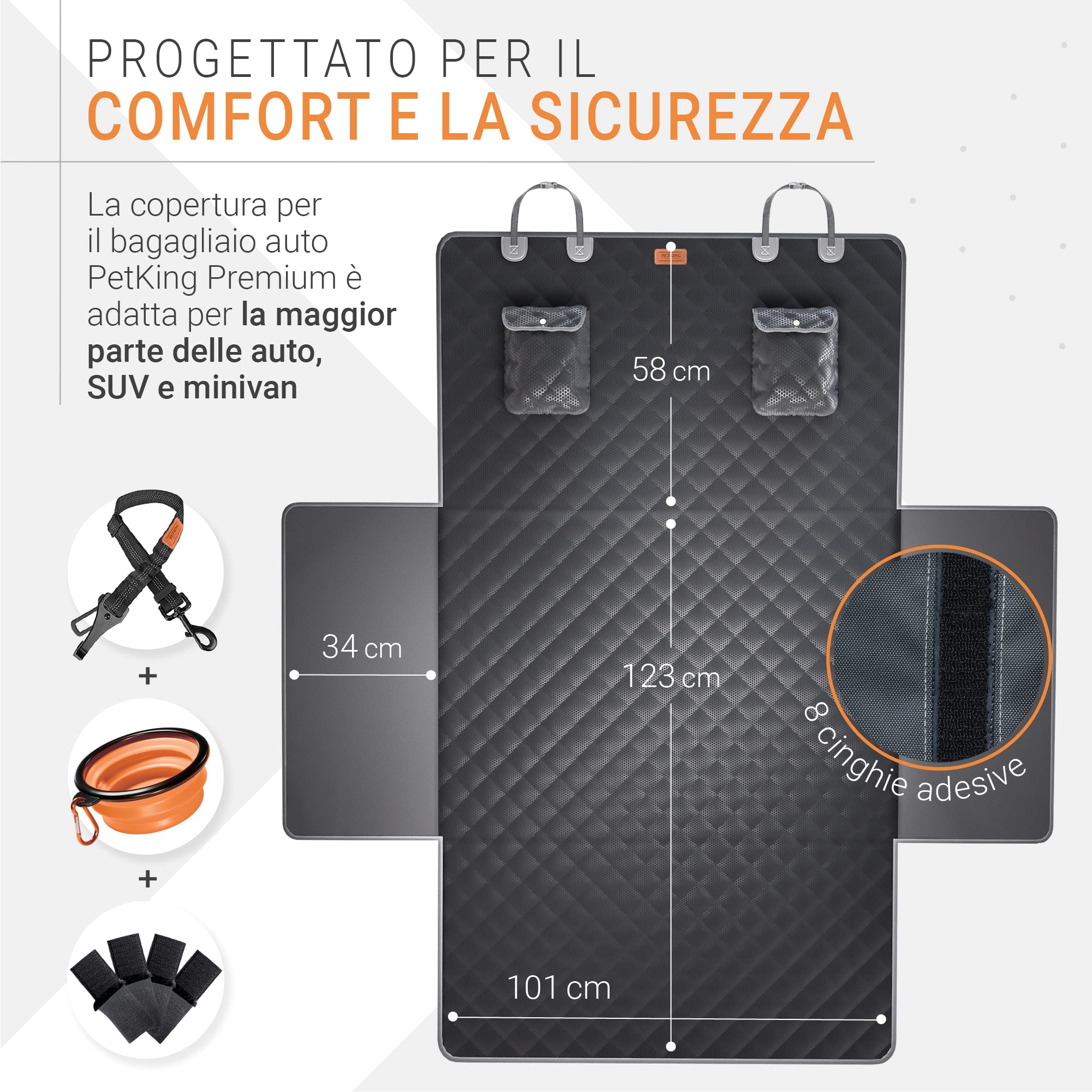PetKing Premium Telo Bagagliaio Auto per Cani Telo Cane Copri Baule Auto per Cani Bagagliaio Protezione Copribaule Telo Macchina Cane Bagagliaio Auto per Cani