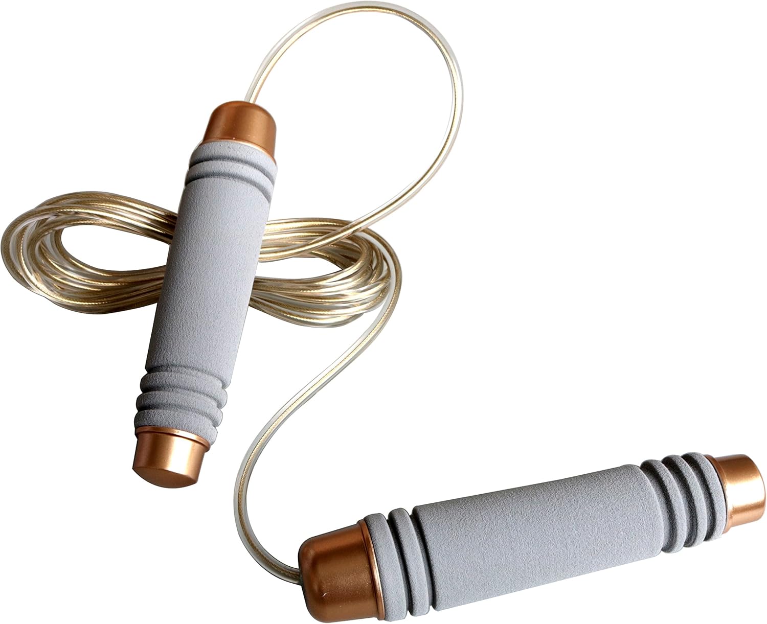 9Ft Professional Sport Exercise Bearing Adjustable Jump/Speed Rope with Gold Steel Wire + Weighted Handle (Grey/Black)