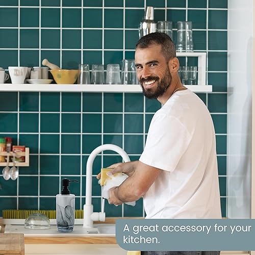 Miniatura 5 de H Halston Dispensador de jabón moderno con bomba inoxidable para jabón loción jabón de platos jabón líquido estilos de granja para encimera de