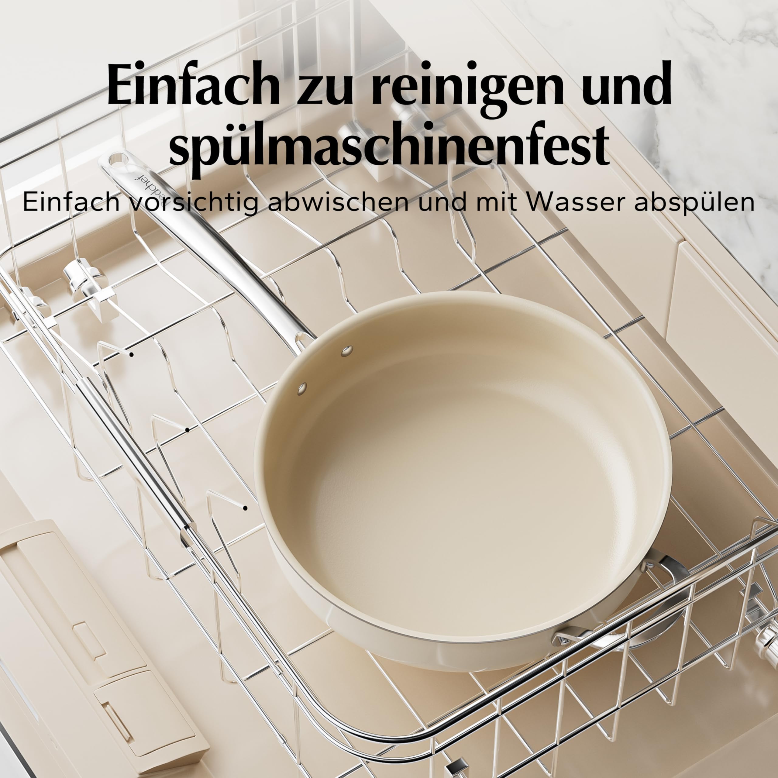 Redchef Sartén de 28 cm, sartén con tapa antiadherente de cerámica, sartén de inducción de cerámica con mango de acero inoxidable, sin PTFE, libre de PFOA, sin PFAS, apta para horno, apta para
