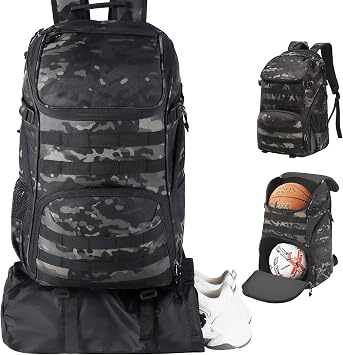TRAILKICKER Basketball Bag Backpack with Ball Holder Multi-Sport Backpack for Soccer Volleyball Football Baseball Helmet
