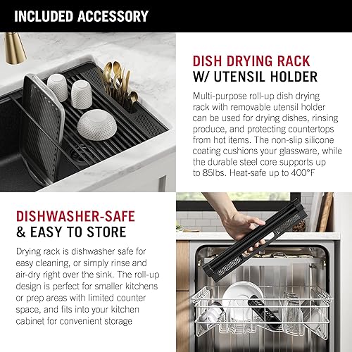 Miniatura 12 de DELTA FAUCET DELTA Everest 75B933-30S-BL - Fregadero de cocina compuesto de granito de 30 pulgadas con reborde de flujo de trabajo y accesorios en