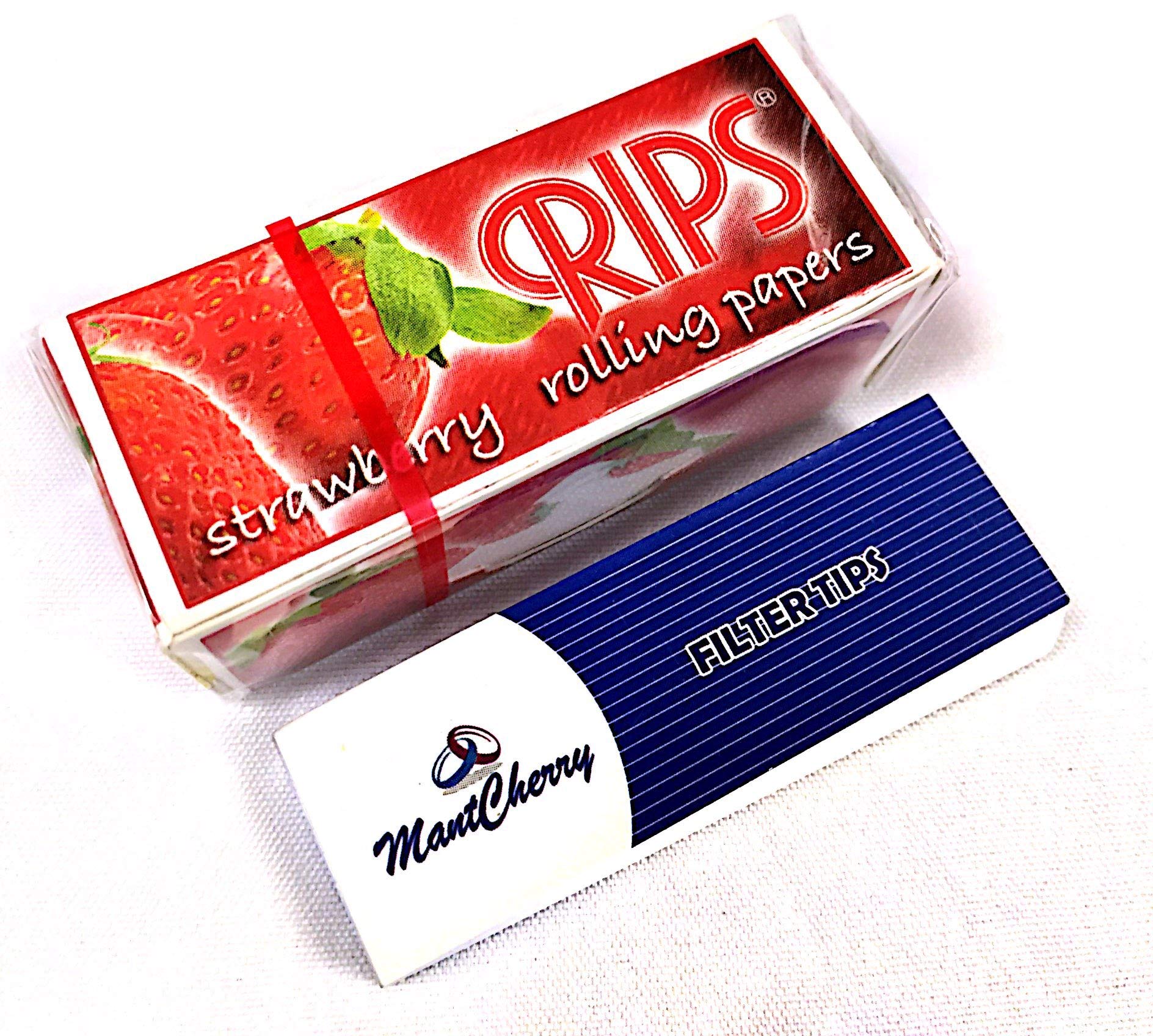 MONTCHERRY BRAND TIPS PACK AND RIPS FLAVOURED ROLLING PAPER IN ''STRAWBERRY'' FLAVOR - 3 ROLLS COMBO DEAL BY TRENDZ