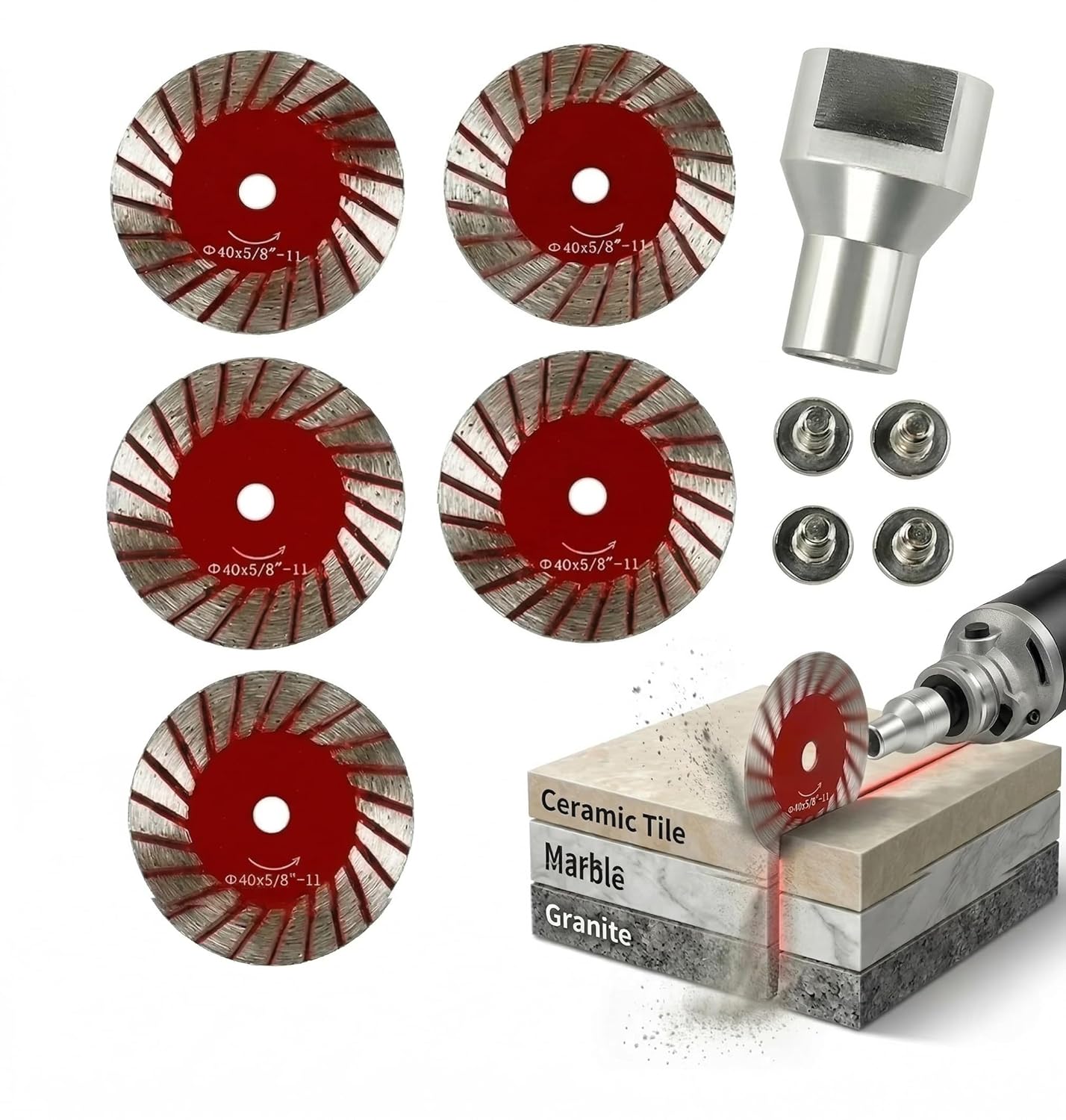 1.57" Professional Mini Diamond Saw Blades Set (5 Set), Precision Cutting Disc for Angle Grinder, Stone, Concrete, Tile, Marble, Granite, Masonry, Rock, Porcelain, Dry Wet Carving & Engraving (5)