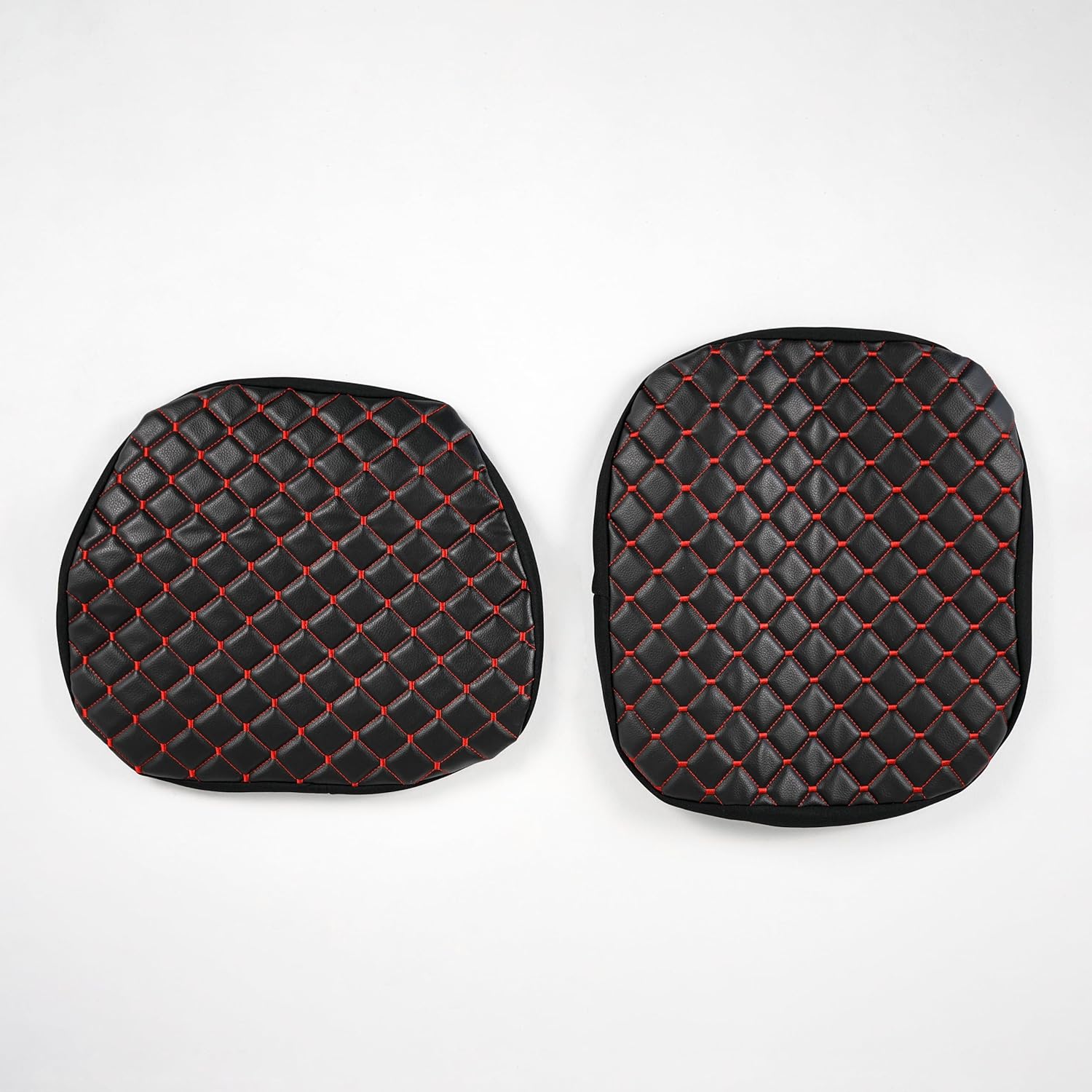 Heavy Duty Tractor Seat Cover Durable Impertex Quilting for Tractors & Forklifts, Lawn Mower (Black Leather-Red Stitched)