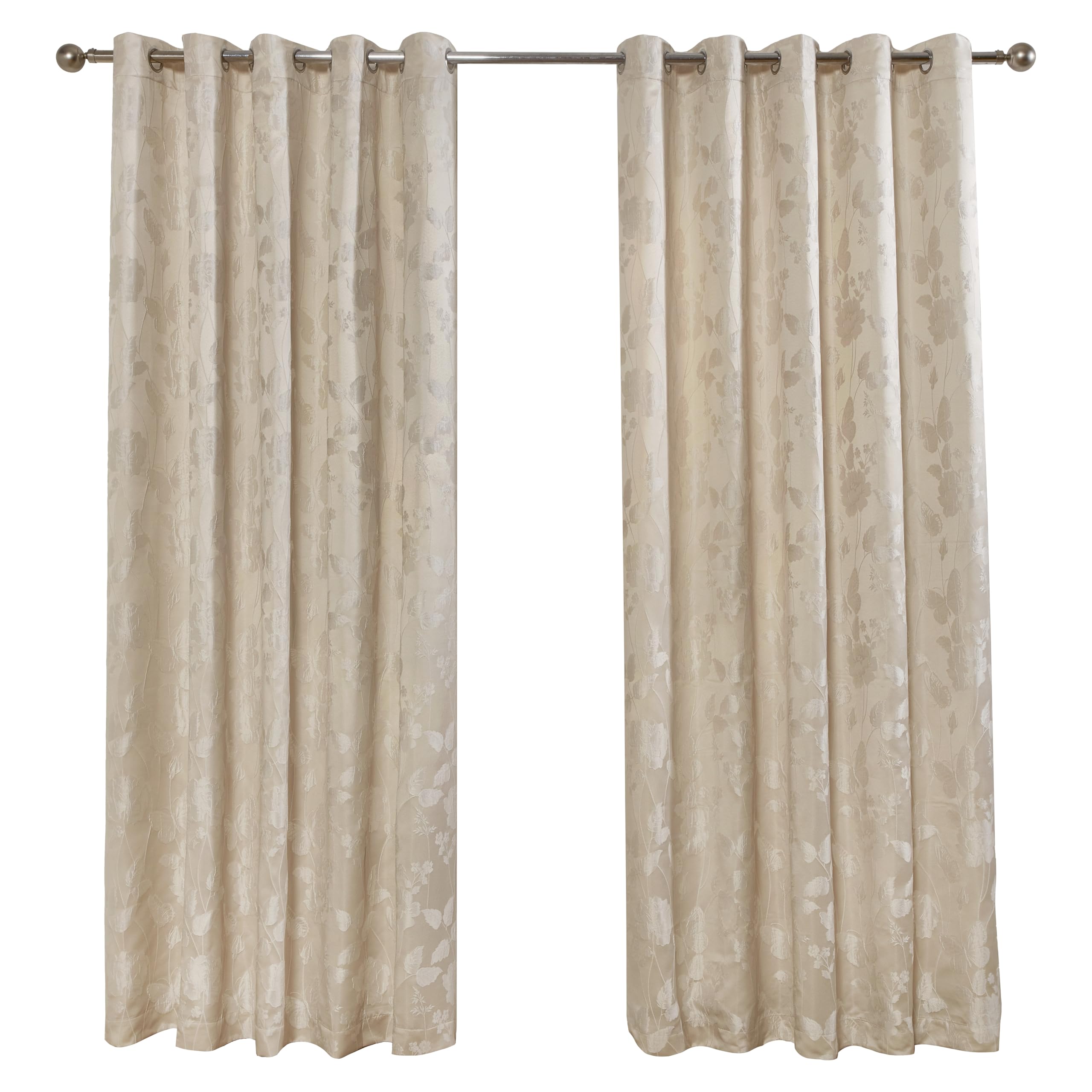 Emma Barclay  Cream Lined Jacquard Curtains Eyelet Butterfly Meadow in Size 90x90 Inch, Sports Direct