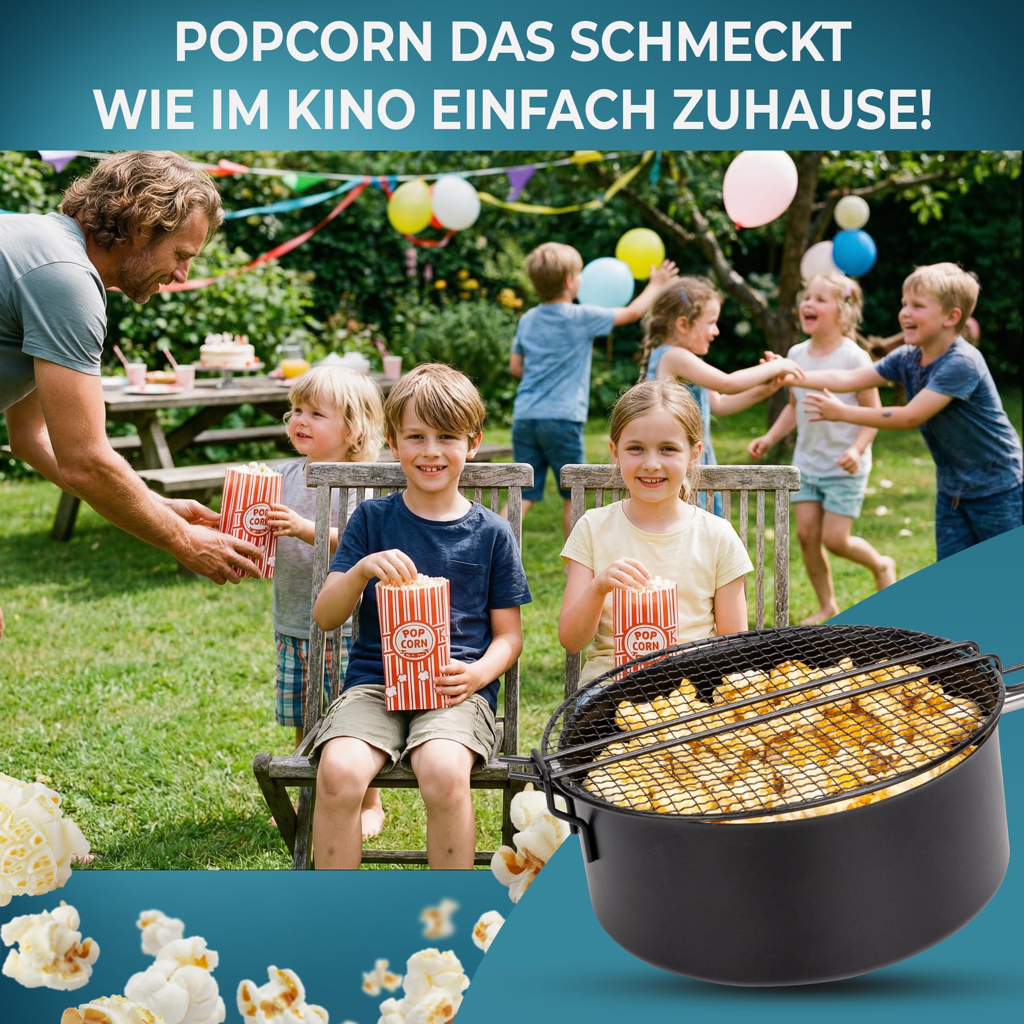 ELFENSTEIN Popcorn Maker Falò – con mais popcorn popcorn e tatuaggi luminosi – popcorn makers in acciaio al carbonio per falò, barbecue e braciere – padella popcorn per esterni