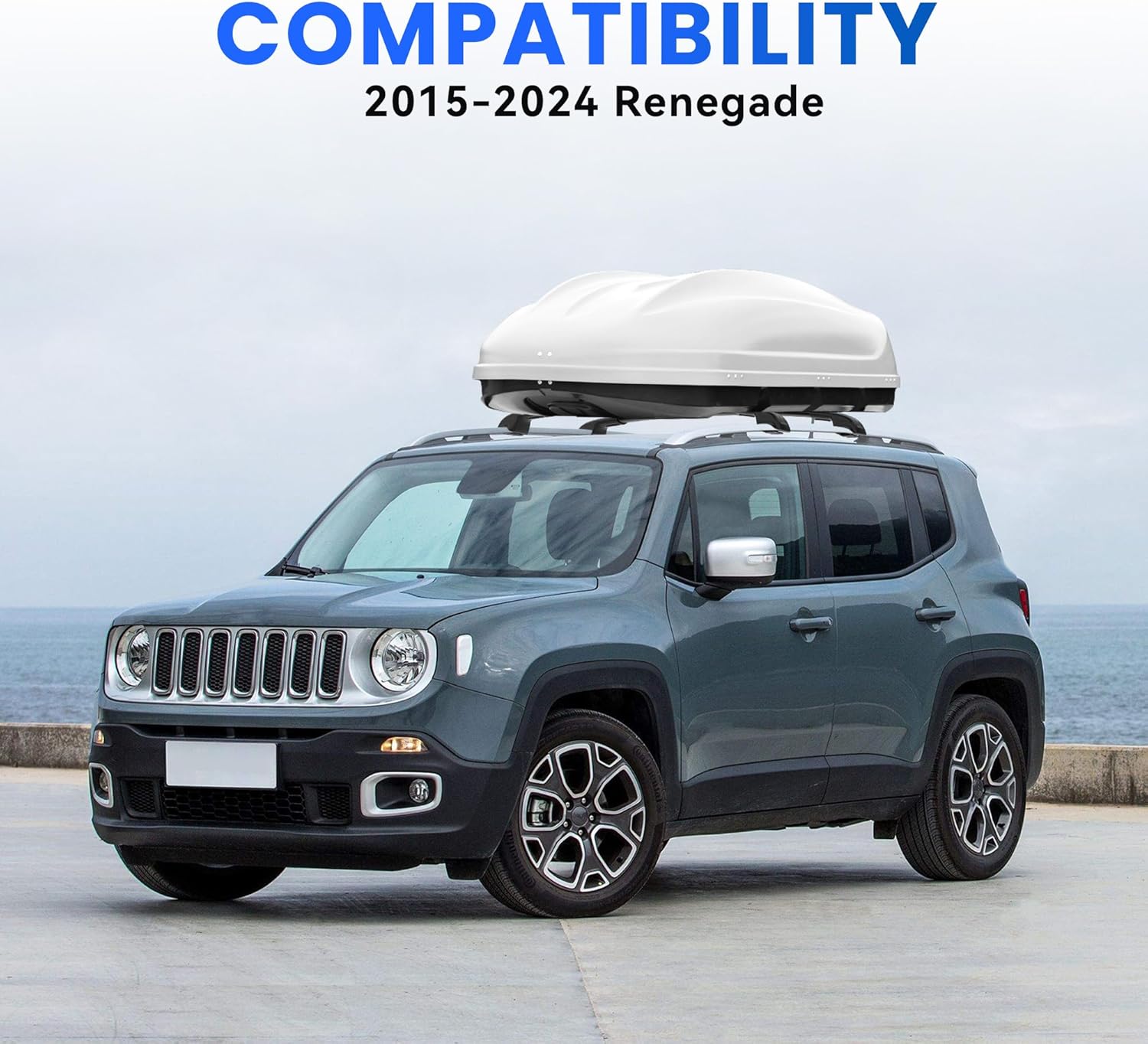 Roof Rack Crossbars Compatible with 2015-2024 Renegade with Side Rails, Black Matte Crossbars for Roof Cargo, Canoe Kayak, Bike, Skiboard