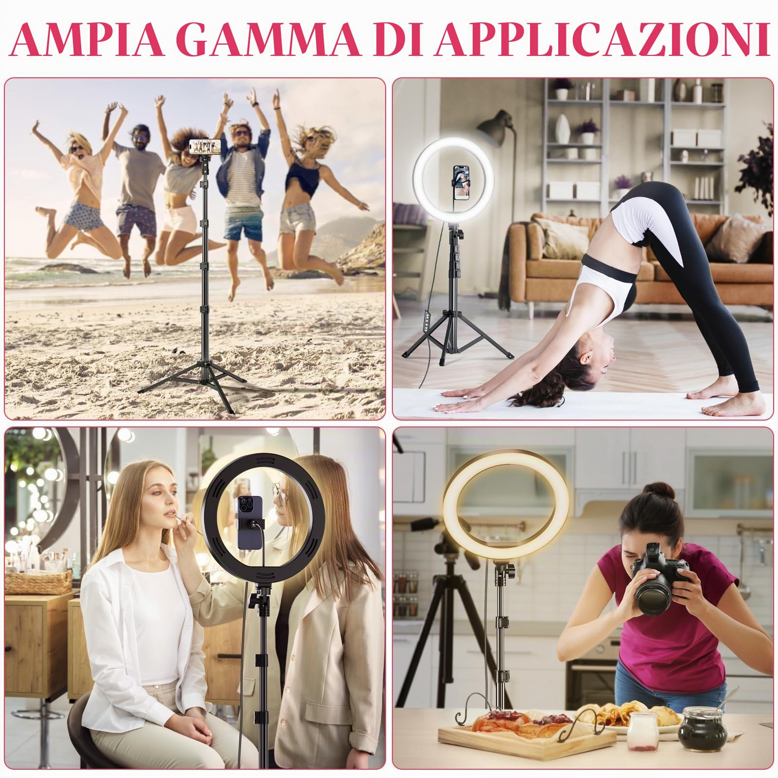 Ring Light Professionale, 182cm Treppiede per Smartphone con Luce, 10" Luce RGB Dimmerabile ad Anello per Selfie, Youtube, TikTok, Video & Fotografia