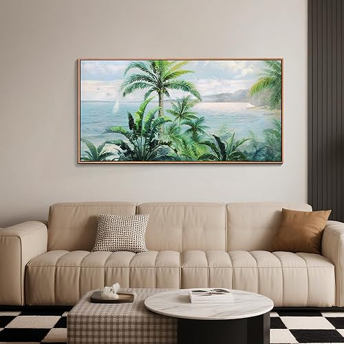 Miniatura 13 de Anolyfi Lienzo texturizado enmarcado botánico para sala de estar, pintura estética moderna de flores de salvia, arte de pared grande enmarcado para