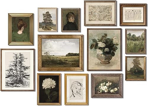 uniro Impresiones artísticas de pared vintage, decoración de pared de granja francesa - Juego de 13  sin marco