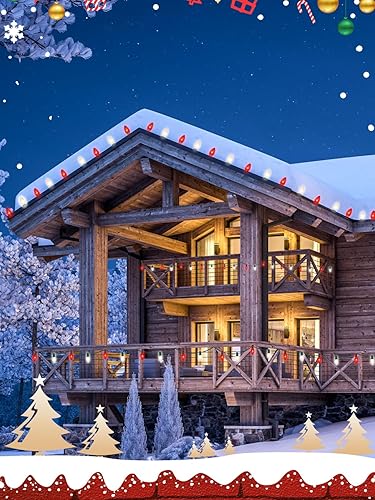 Miniatura 53 de Luces de Navidad vintage C9, 25 pies con 26 bombillas transparentes, cadena de luces conectables colgantes para patio, jardín, vacaciones, C9