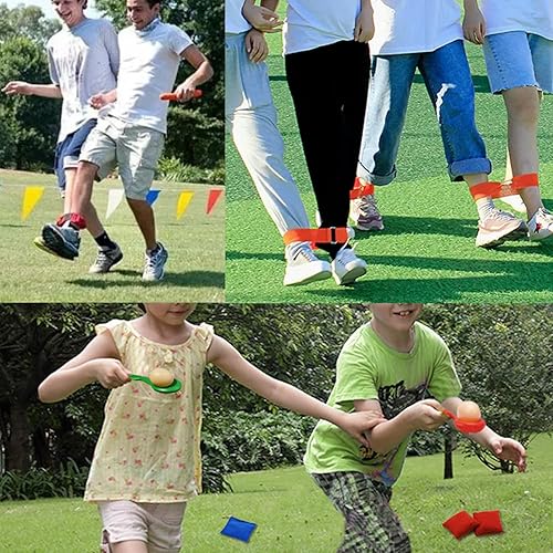 Miniatura 7 de 30Pcs Potato Sack Race Bags kit with 4 Games Tools Lawn Yard Race Game Set for Kids, 3 Legged Race Band, Bean Bag Toss, Carnival Games Kit for Field