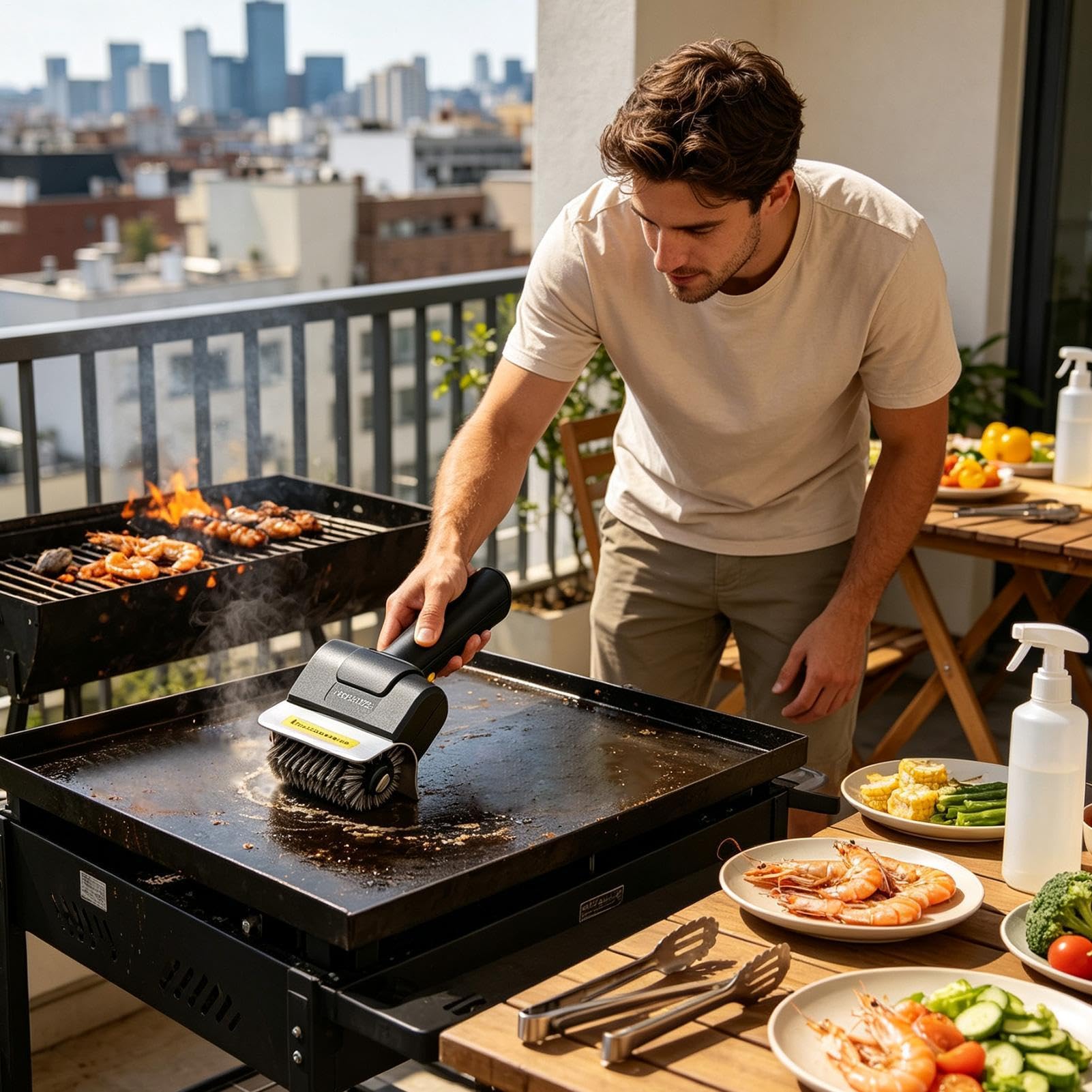 Spazzola Elettrica Per Griglia Barbecue Manico Ergonomico Senza Fili Setole | Spazzola Elettrica per Barbecue Per Casa Cucina Ristorante Campeggio Picnic Patio Balcone