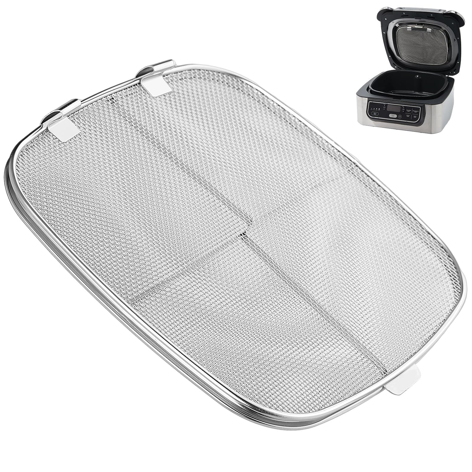 GeeRic Stainless Steel Splatter Shield Compatible with Ninja Foodi AG300/AG300C/AG301C/AG302/AG400, Air Fryer Splatter Screen, Stop Hot Oil and Bacon Splash, Grill Replacement Parts 8.3” Square
