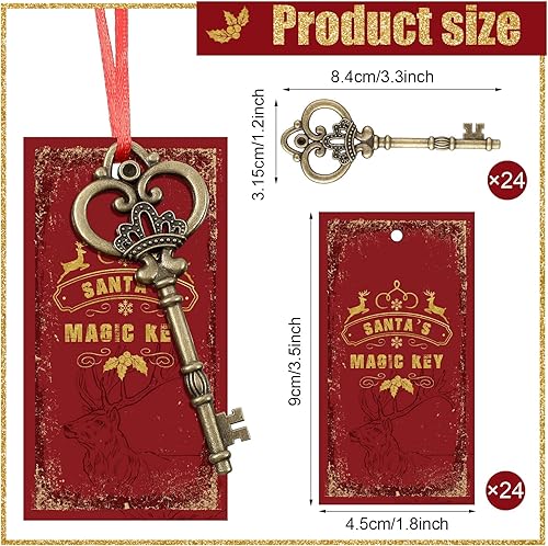 Miniatura 2 de Kathfly Llave de Papá Noel para decoración de Navidad, llave de metal para casas sin chimenea, adorno de Papá Noel con tarjetas secretas de Papá Noel