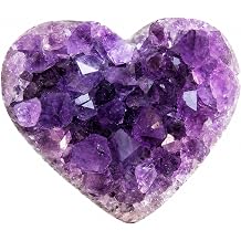 TruEnergy Large Amethyst Heart Crystal Cluster 1.5 to 2.5 Inch Natural Raw Purple Geode Druzy Specimen for Reiki, Meditation & Home Decor Healing Crystal Gift Box & Info Card