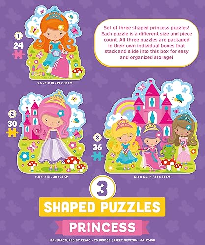 Miniatura 5 de Ceaco - Paquete múltiple 3 en 1 - Princesa - (1) 24 piezas, (1) 30 piezas y (1) rompecabezas de 36 piezas