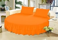 Vista 1 de Falda de cama – 1 pieza sólida de 21 pulgadas, con doble volante, caída a medida, para cama redonda, algodón puro de 800 hilos