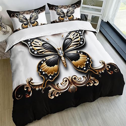 Miniatura 9 de AILONEN Juego de funda de edredón de rosas rojas tamaño Queen, juego de ropa de cama 3D con rosas rojas aceitadas para niñas, funda de edredón