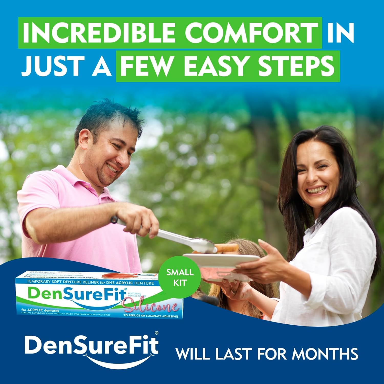 DenSureFit Lower Denture Reline Kit – 3–6 Month Soft Silicone Denture Reliner for Loose, Slipping Dentures, Cushions Gum Pain, Refit & Tighten for a Secure, Comfortable Fit