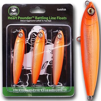Heart Pounder Catfish Rattling Line Float Lure for Catfishing, Demon Dragon Style Peg for Brute Size Baits, 5 inch, 3-Pack