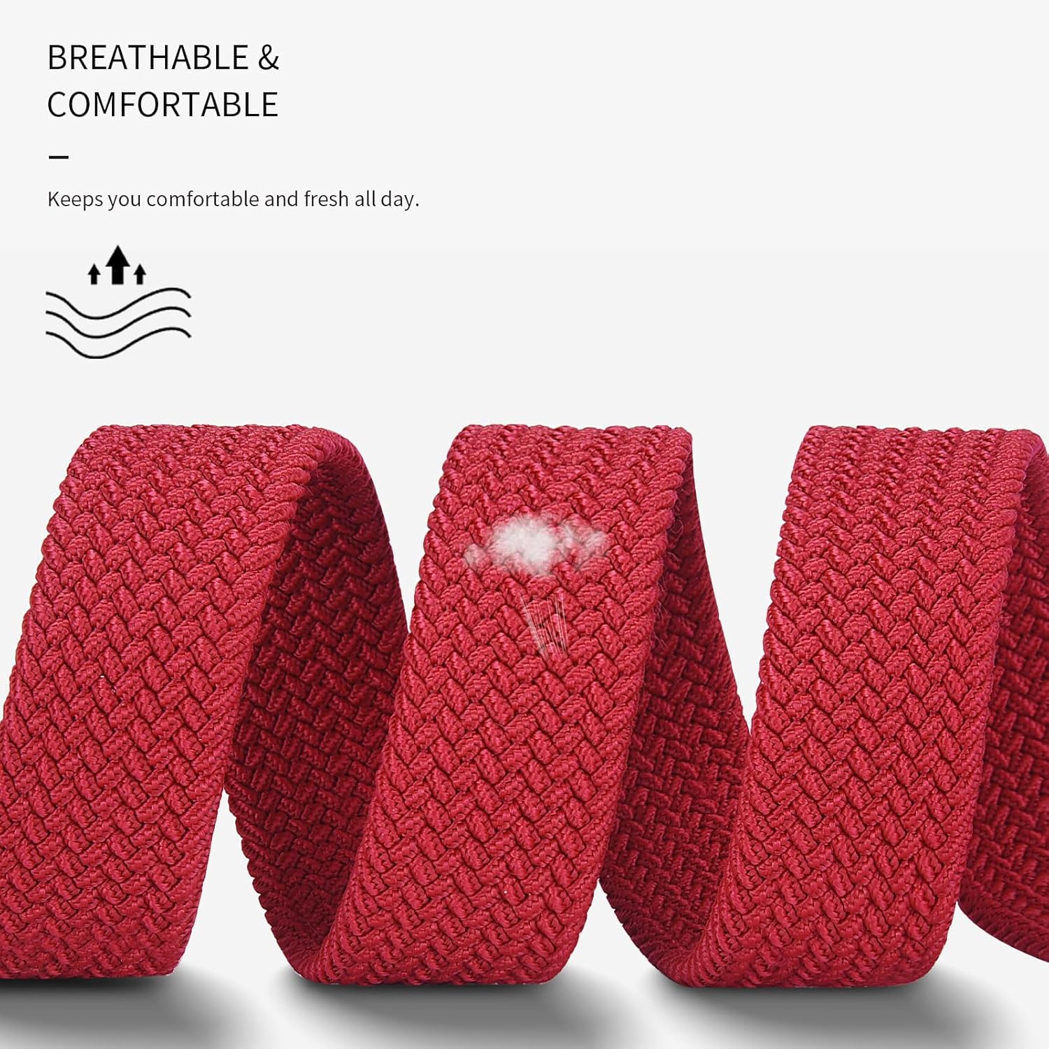 Tsa Approved Hypoallergenic Nickel Free Non Metal Belt for Men Elastic Stretch Braided Golf Accessories Belt 1.38" - Image 5