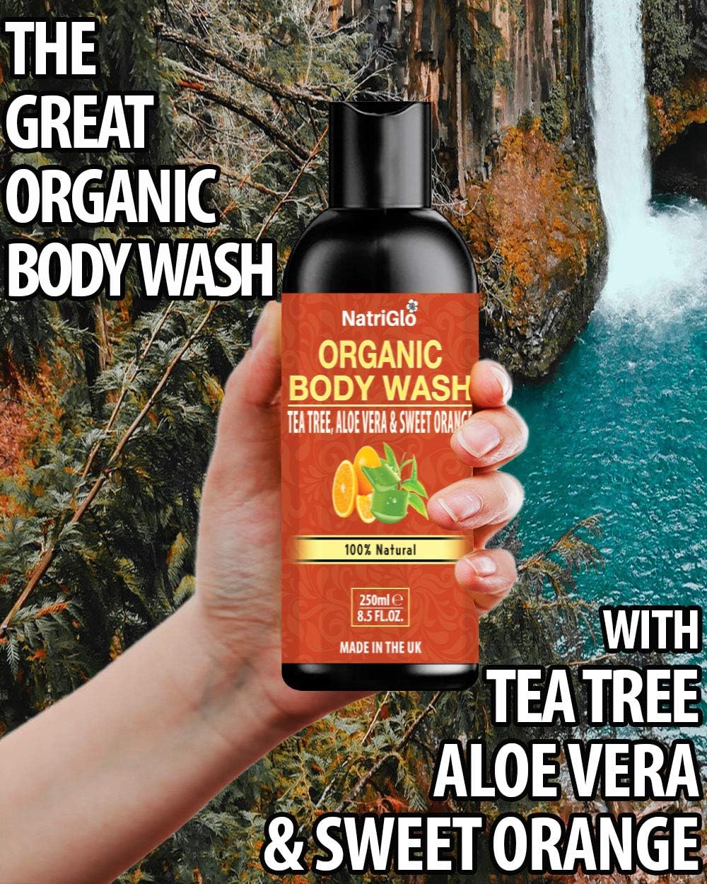 NatriGlo Natural Tea Tree Body Wash for Sensitive Skin Itch, Body Odour, 250 ml (Pack of 1) - Image 4