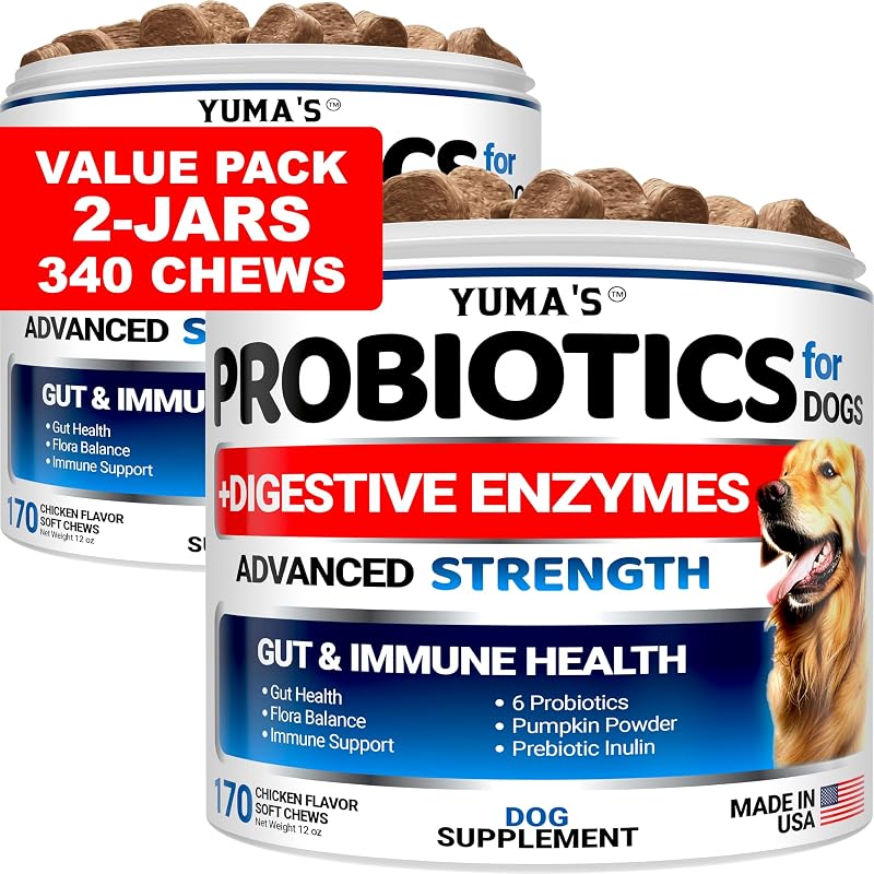 Probióticos para Cães em Mastigáveis YUMA'S PR340, 340 unidades, Pacote com 2