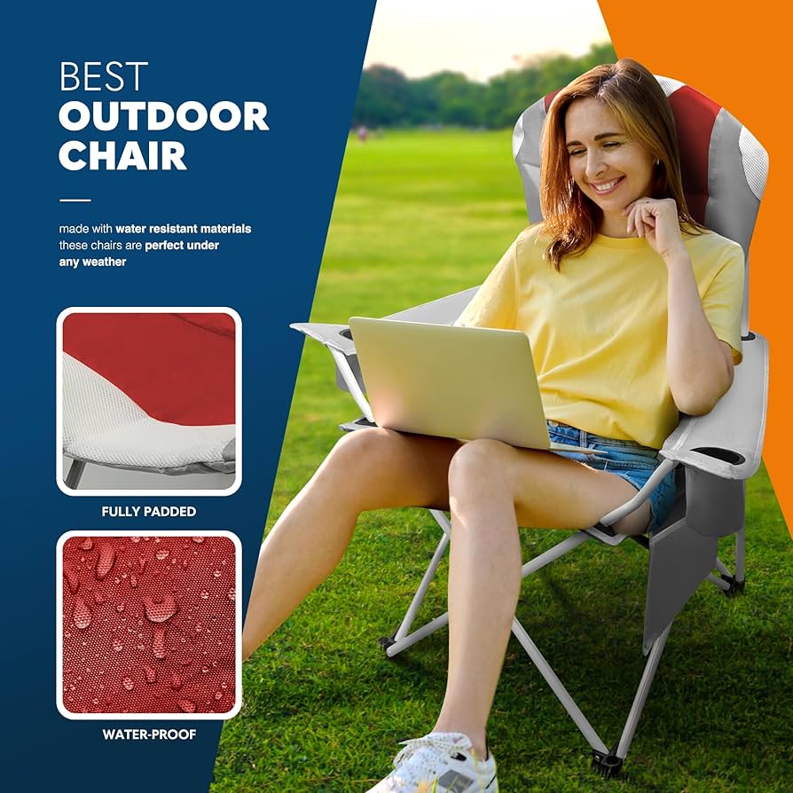 Eurohike Peak Folding Chair With Drinks Holder & Arm Rests For Adults & Kids, Lightweight, Portable, Compact, Ideal For Camping, Festivals, Picnics, Beach & Outdoor Events (Blue