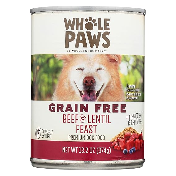 Whole Paws Grain Free Premium Dog Food, Beef & Lentil Feast