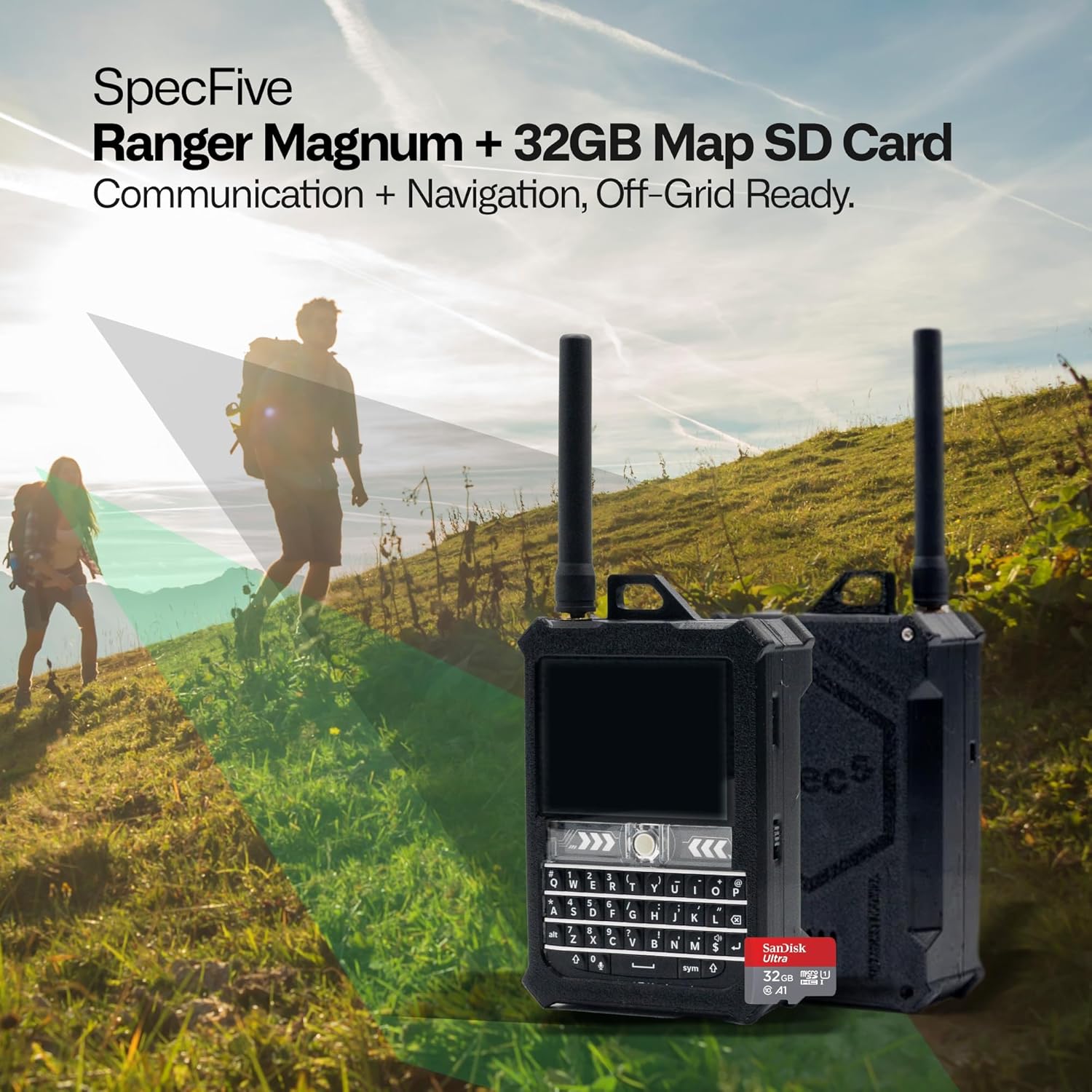 Ranger Magnum LoRa Communication Device with GPS, Touchscreen & QWERTY Keyboard + 32GB SD Card with Preloaded U.S. Maps, Standalone Off-Grid Communication for Emergency & Outdoor Use