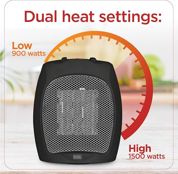BLACK+DECKER Small Space Heater, 1500W Ceramic Heater for Indoor Use