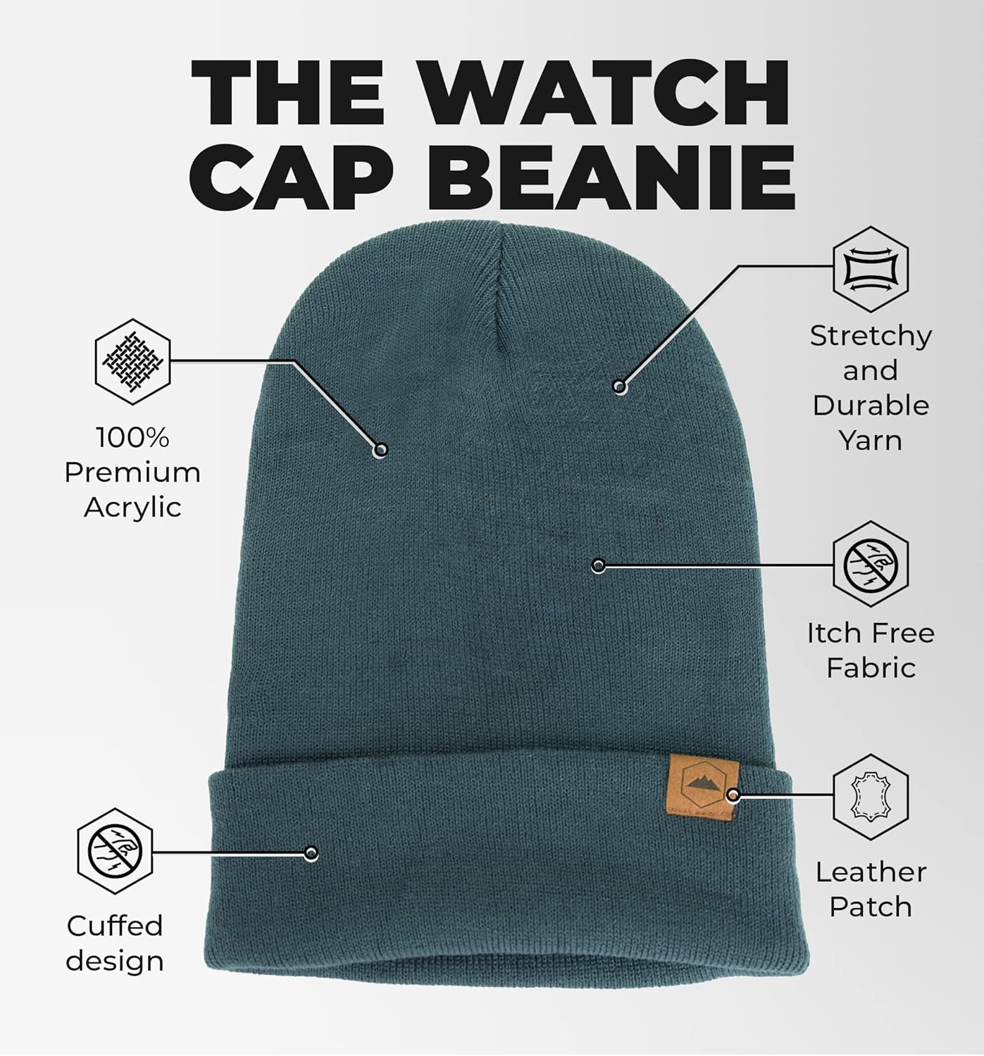 Cuffed Knit Beanie Winter Hat for Men and Women - Warm, Soft & Stretchy Daily Ribbed Lightweight Toboggan Cap Dark Gray