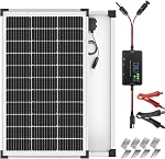 Voltset 100W Ensemble de panneaux solaires : 12 Mainteneur de chargeur solaire monocristallin Volt avec 20A PWM Contrôleur - Chargeur solaire imperméable pour RV Remorque Camions Campeurs Camions de véhicules