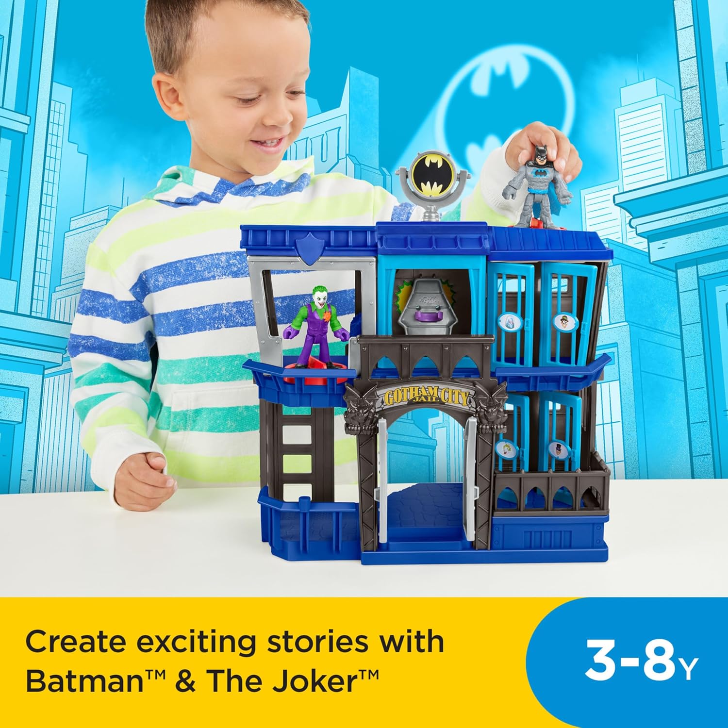 Fisher-Price Imaginext DC Super Friends Batman Toy Gotham City Jail Recharged Playset for Preschool Pretend Play Kids Ages 3+ Years
