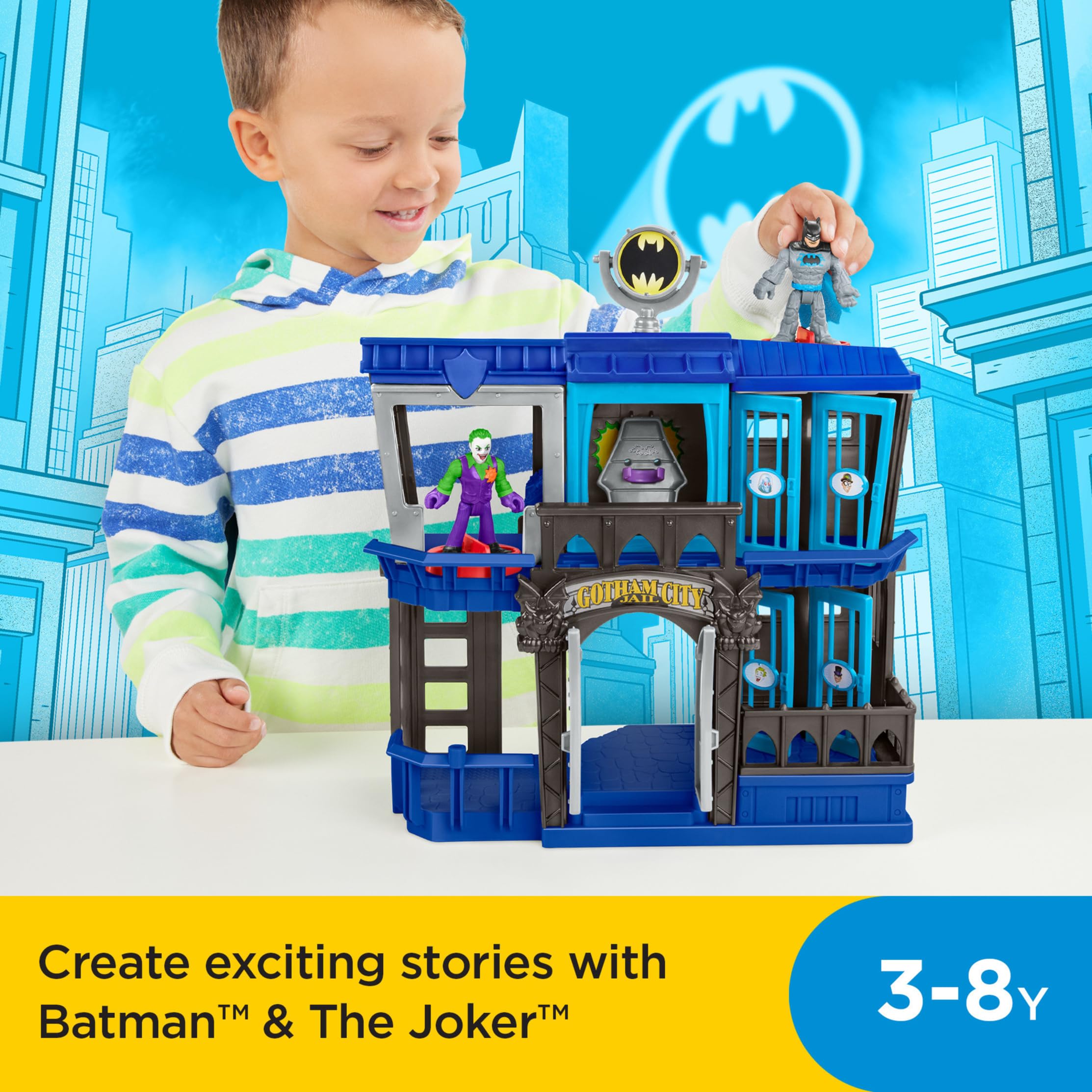 Fisher-Price Imaginext DC Super Friends Batman Toy Gotham City Jail Recharged Playset for Preschool Pretend Play Kids Ages 3+ Years, HHP81
