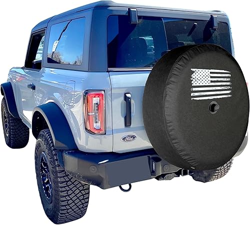 Boomerang Cubierta de neumático suave de 32 pulgadas de EE. UU., bandera envejecida, compatible con Ford Bronco (con cámara de respaldo),