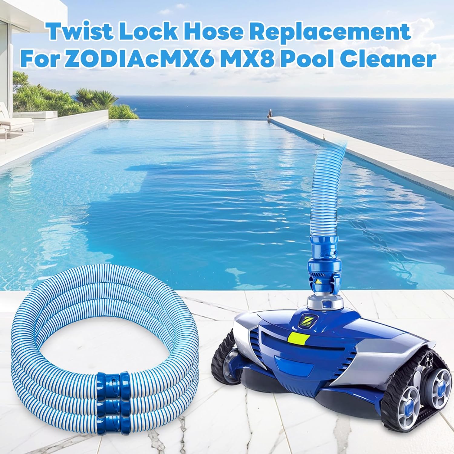 6 Pack Pool Vacuum Hose, 39 in Twist Lock Pool Cleaner Hose Compatible with X7 T3 T5 MX6 MX8, R0527700 X38211S Replacement Parts, Easy Connect